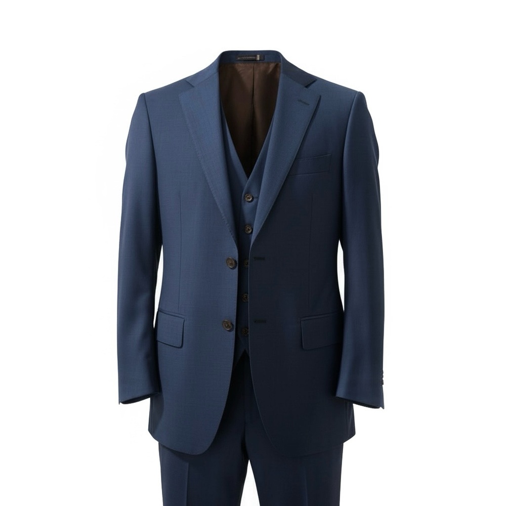 Suitsupply Blue Wool Slim Blazer & Vest Set Vitale Barberis Canonico Italy 50R